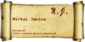 Mirkai Janina névjegykártya